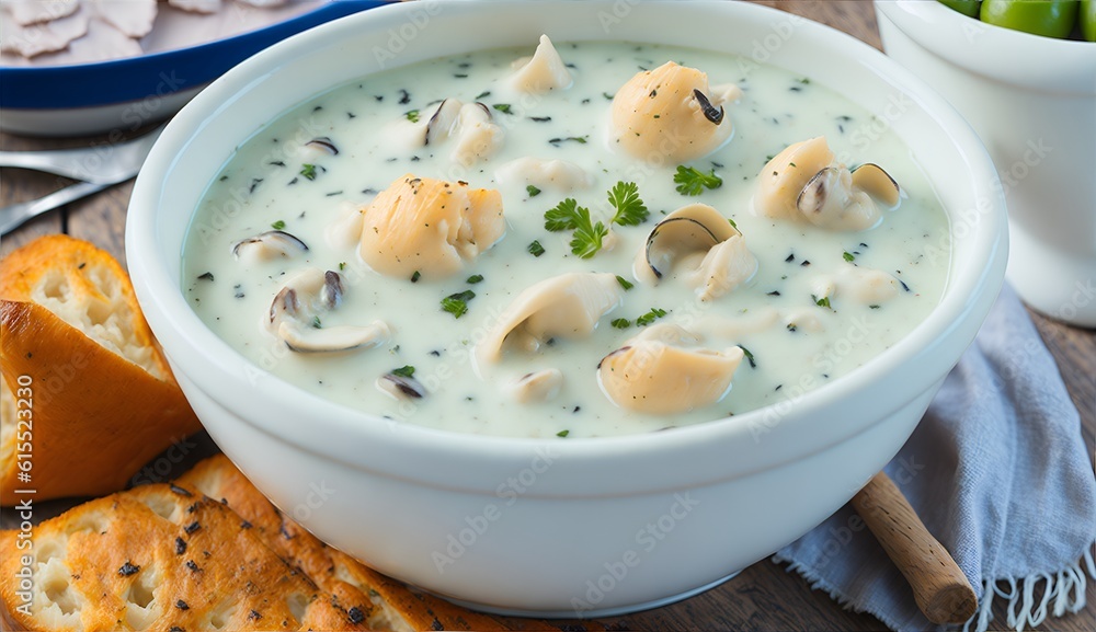 cream of mushroom soup with croutons