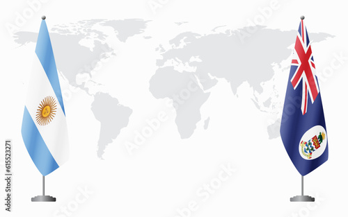 Argentina and Cayman Islands flags for official meeting
