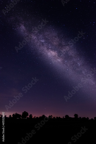 Blue night , milky way sky and stars on a dark background,starry universe, nebula and galaxies with noise and color pigment, long exposure and selective white balance, selective focus. amazing