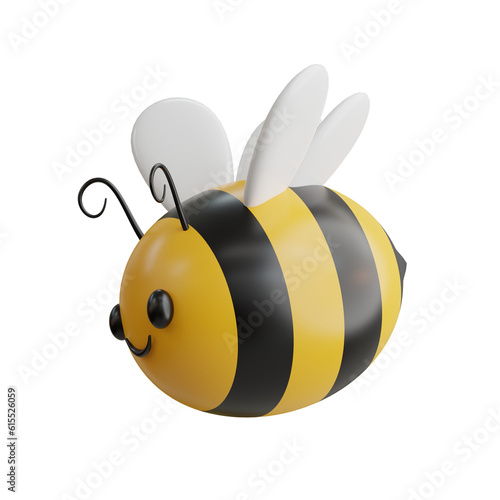 3d Bee. icon isolated on white background. 3d rendering illustration