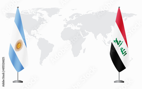 Argentina and Iraq flags for official meeting