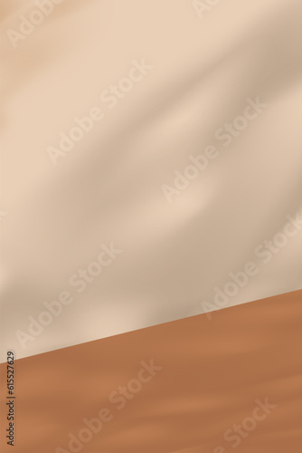 Autumn background,Beige Studio background display with shadow leaves on cement wall room,Transparent soft light for branches leaf,Concept for Cosmetic product presentation,Sale Online Fall Season
