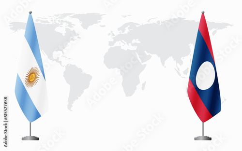 Argentina and Laos flags for official meeting