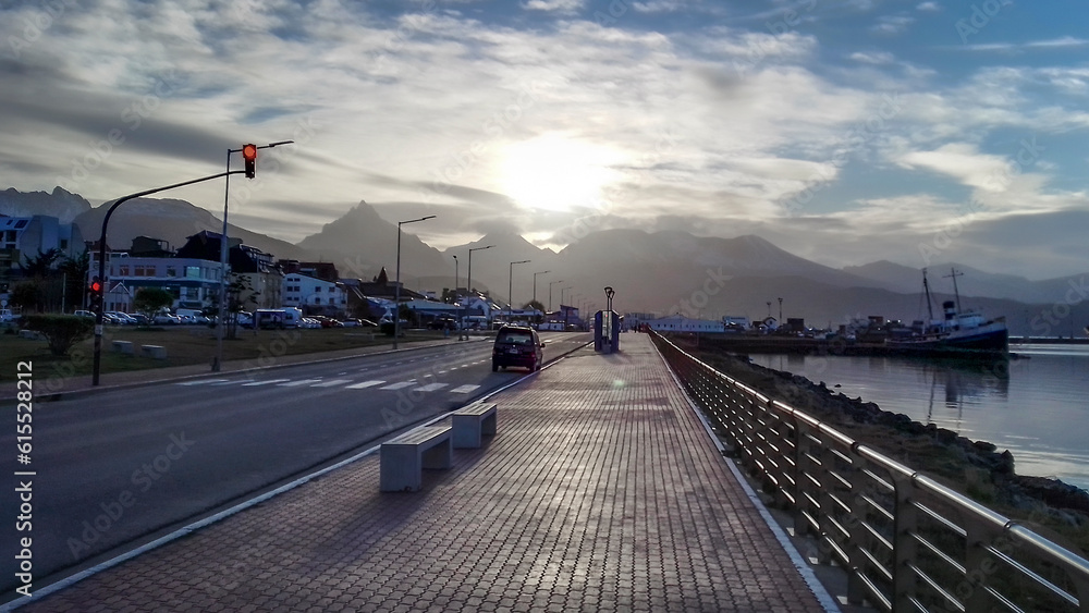 Ushuaia boardwalk empty morning scene