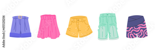 Set of women s shorts isolated on a white background.