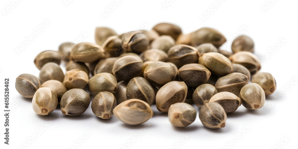 Close up of hemp seeds isolated on white background. Cannabis seeds illustration. Marijuana seeds are used in culinary, in medicine, rich in vitamins and amino acids. Generative AI Close up of hemp seeds isolated on white background. Cannabis seeds illustration. Marijuana seeds are used in culinary, in medicine, rich in vitamins and amino acids. Generative AI