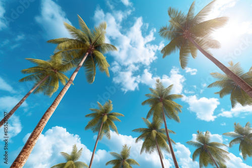 Palm trees with cloudy sky