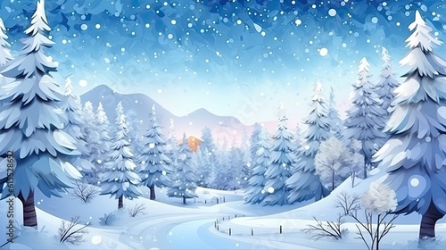 Christmas winter background with a lots of snow