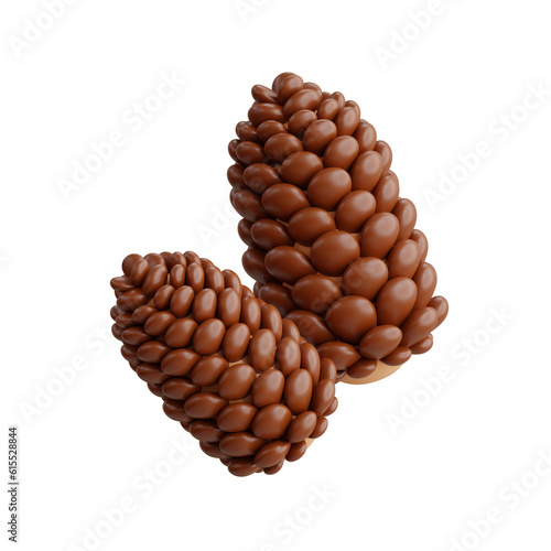 3d Pine cone. icon isolated on white background. 3d rendering illustration