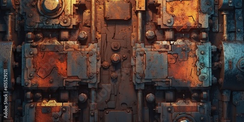 Wallpaper Mural Generative AI illustration of abstract robotic detail structure background design. Metallic effects with rust, grunge, scratched, dusty, rough Torontodigital.ca