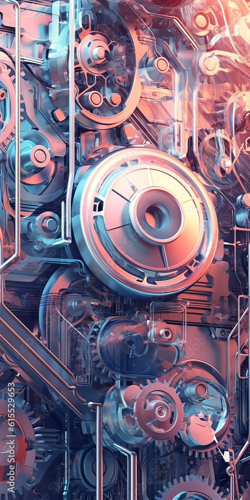 Generative AI illustration of abstract robotic detail structure background design. Digital illustration, 3D style Generative AI illustration of abstract robotic detail structure background design. Digital illustration, 3D style