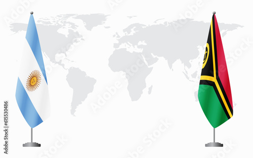 Argentina and Vanuatu flags for official meeting
