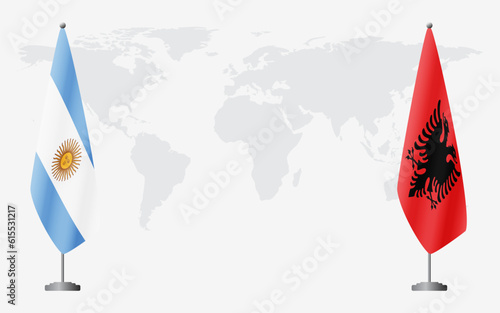 Argentina and Albania flags for official meeting