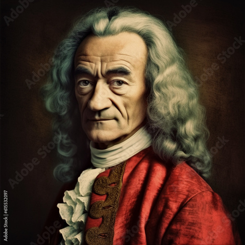 Portrait of M. de Voltaire ( François-Marie Arouet) versatile and prolific writer of the Enlightenment,advocate of freedom of speech and religion photo