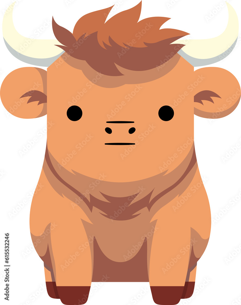 Fototapeta premium Cute Buffalo cartoon minimal