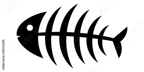 Fish skeleton icon. Cartoon fishbone icon. Vector illustration isolated on white background.