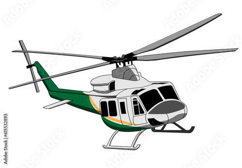 Bell 412 Helicopter Editable Vector Illustration - For Poster, Banner and Patch Design