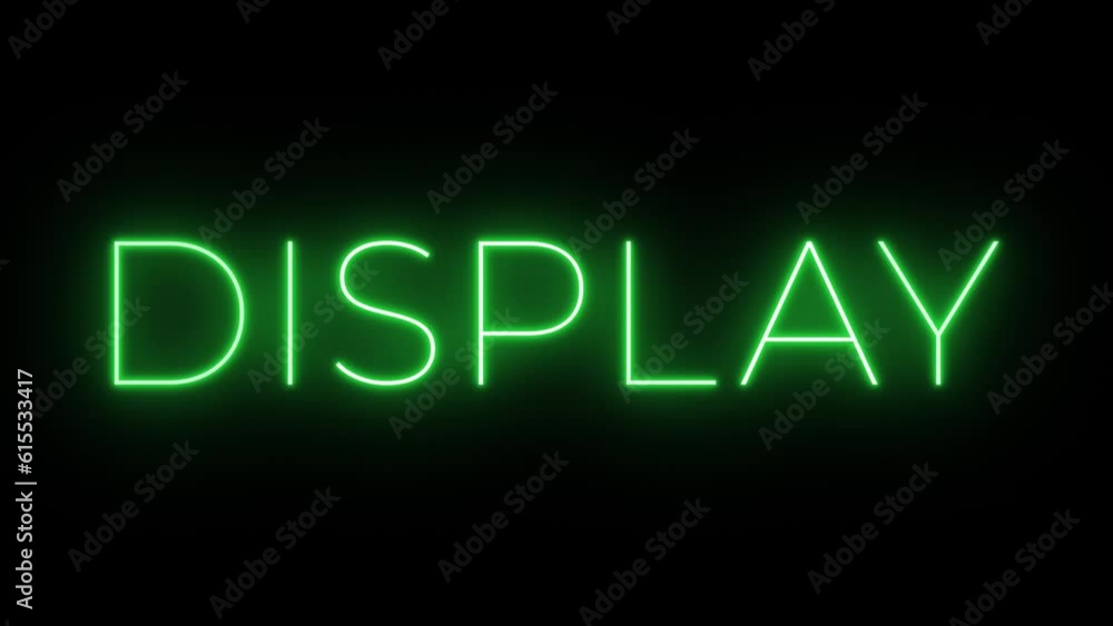 Flickering neon green glowing display text animated on black background Flickering neon green glowing display text animated on black background