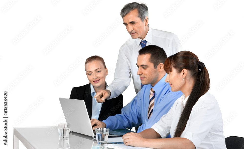 Portrait of Businesspeople Working with Laptop