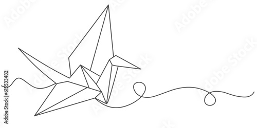 Crane origami line art vector iloustration