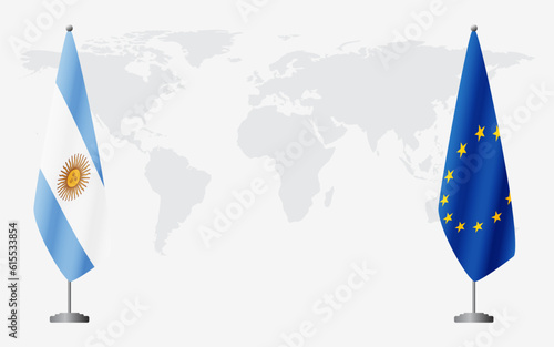 Argentina and EU flags for official meeting