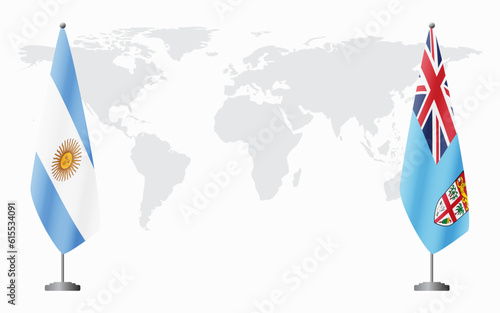 Argentina and Fiji flags for official meeting