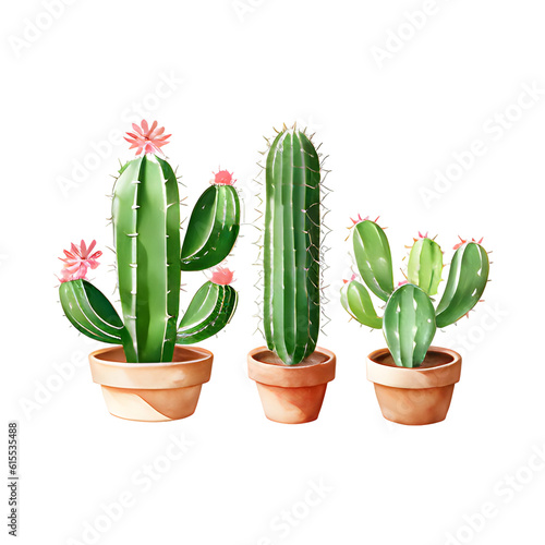 cactus in flowerpot white background