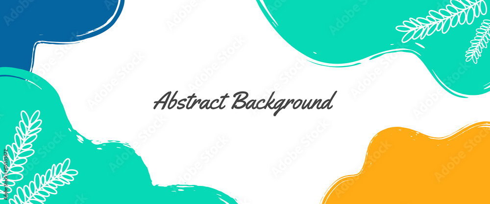 Abstract wave shape with leaf outline illustration. Horizontal banner template with copy space