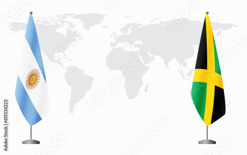Argentina and Jamaica flags for official meeting