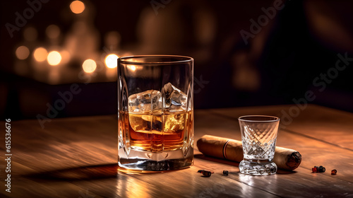 glass of whiskey on the table AI generated