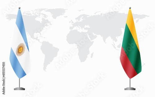 Argentina and Lithuania flags for official meeting