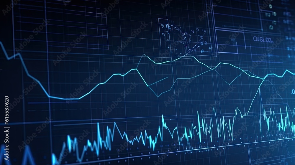 Naklejka premium market graph chart blue technology concept