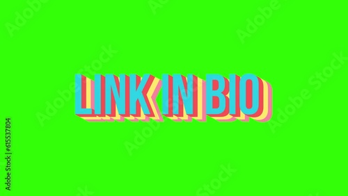link in bio text icon background animated, logo symbol, social media, lettering, green screen
