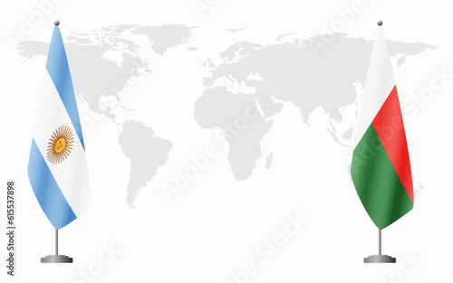 Argentina and Madagascar flags for official meeting