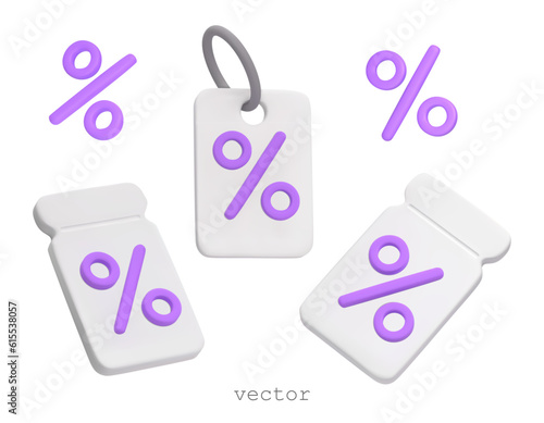 Wallpaper Mural 3D Vector Gift tags, Coupon, Labels. For Marketing, promotion, discount, sale, shopping online, discount coupon of cash. Vector 3d price tags icon In Plasticine Cartoon Style Isolated On White Torontodigital.ca