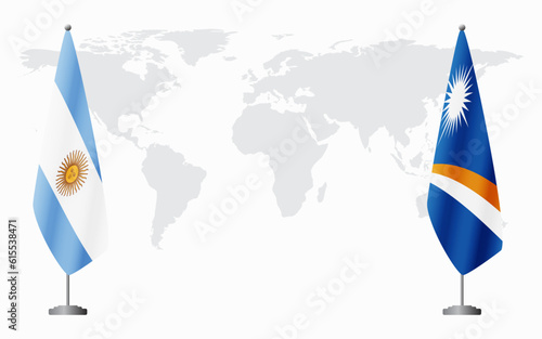 Argentina and Marshall Islands flags for official meeting