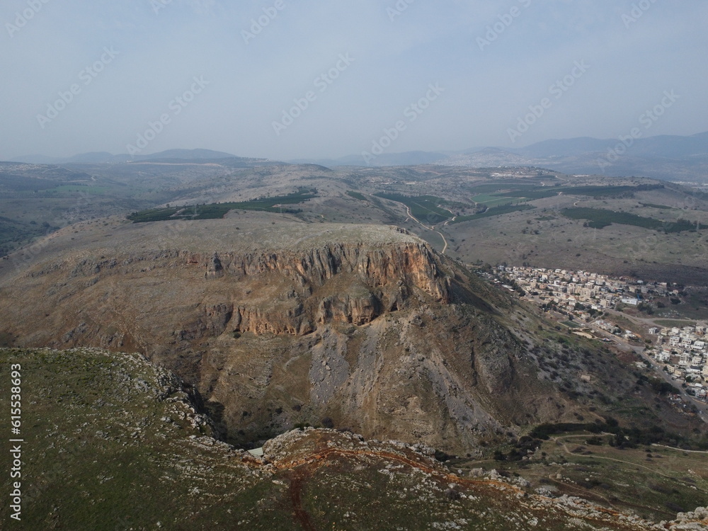 mountain arbel north of isral drone view