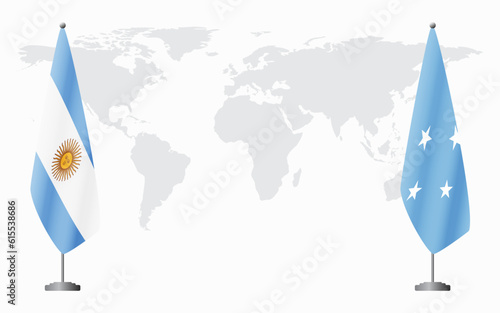 Argentina and Micronesia flags for official meeting