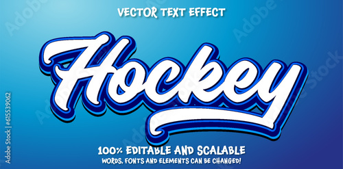 Hockey 3D Text Effect Curved Style. Editable Text Effect.