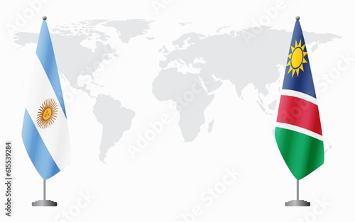 Argentina and Namibia flags for official meeting