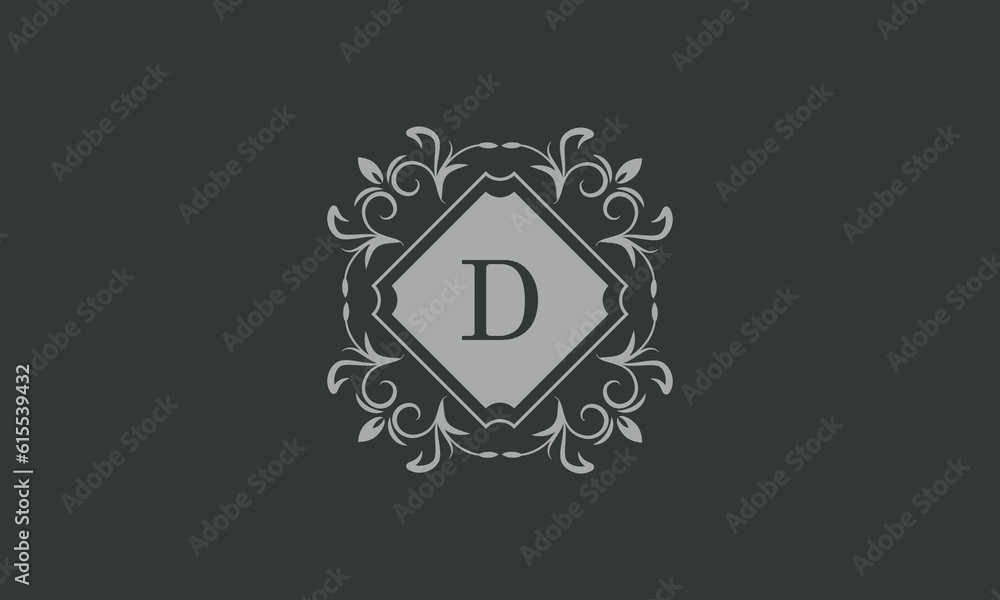 Floral frame with calligraphic elements, letter D. Template for signs, logos, labels, stickers, cards. Graphic design of the page, business. Floral frame with calligraphic elements, letter D. Template for signs, logos, labels, stickers, cards. Graphic design of the page, business.
