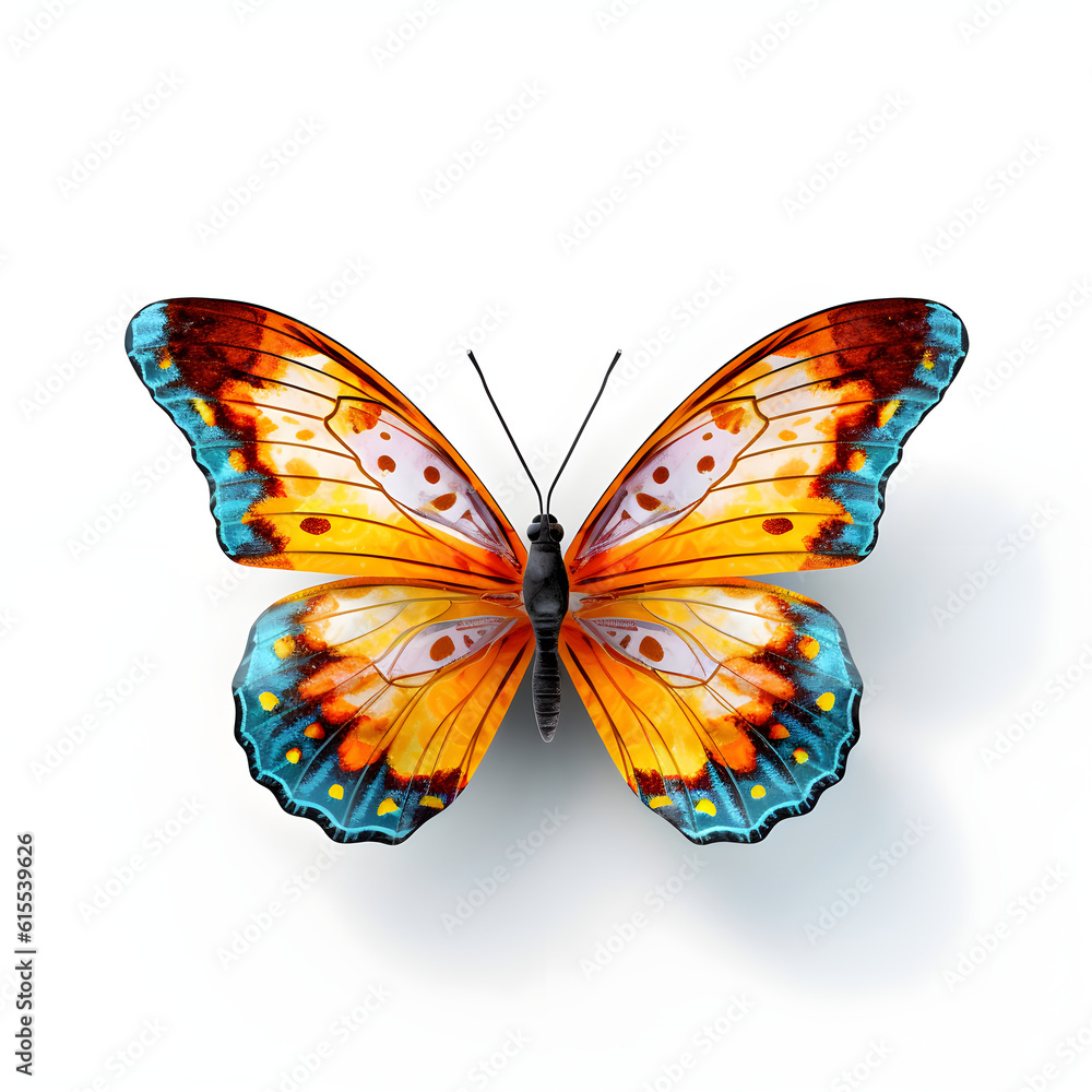 Obraz premium Very beautiful colorfull butterfly in flight isolated on a transparent background,generated ai