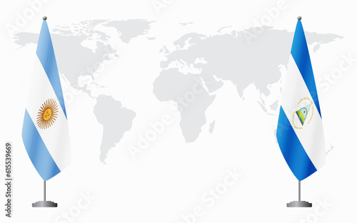 Argentina and Nicaragua flags for official meeting
