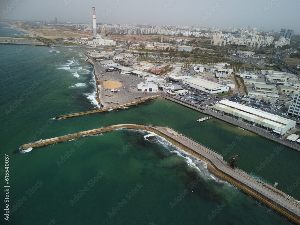Naklejka premium tel aviv port in israel drone view