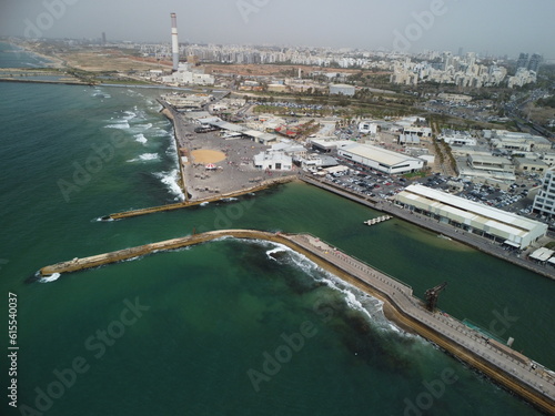 tel aviv port in israel drone view