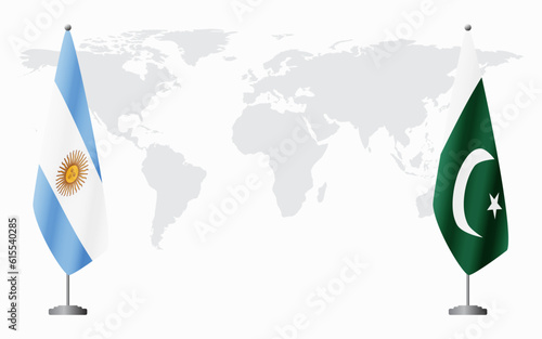 Argentina and Pakistan flags for official meeting
