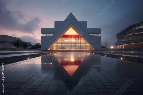 Modern buildings with clean geometric shapes. Generative AI