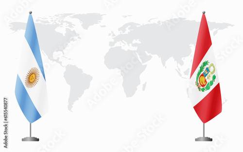 Argentina and Peru flags for official meeting