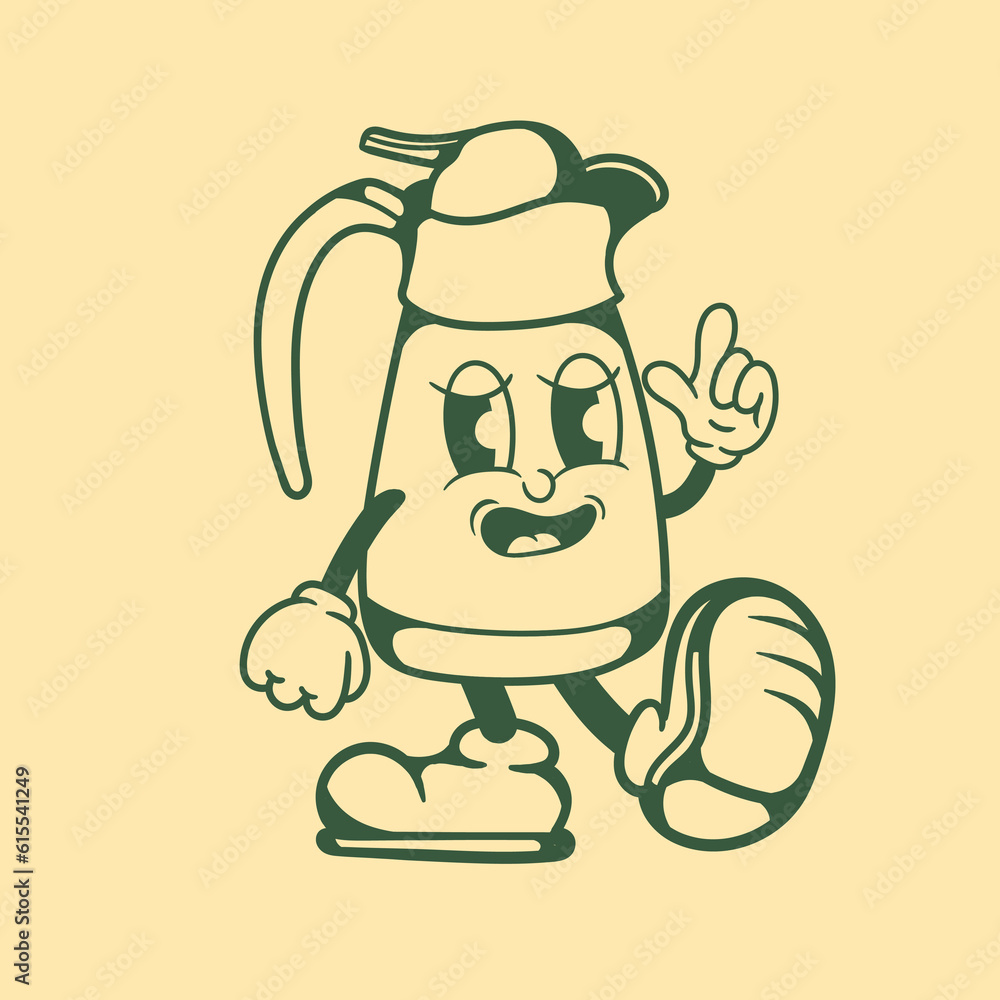 Obraz premium Vintage character design of thermos coffee