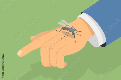 3D Isometric Flat Vector Conceptual Illustration of Misquito Bite, Blood Sucking Insects